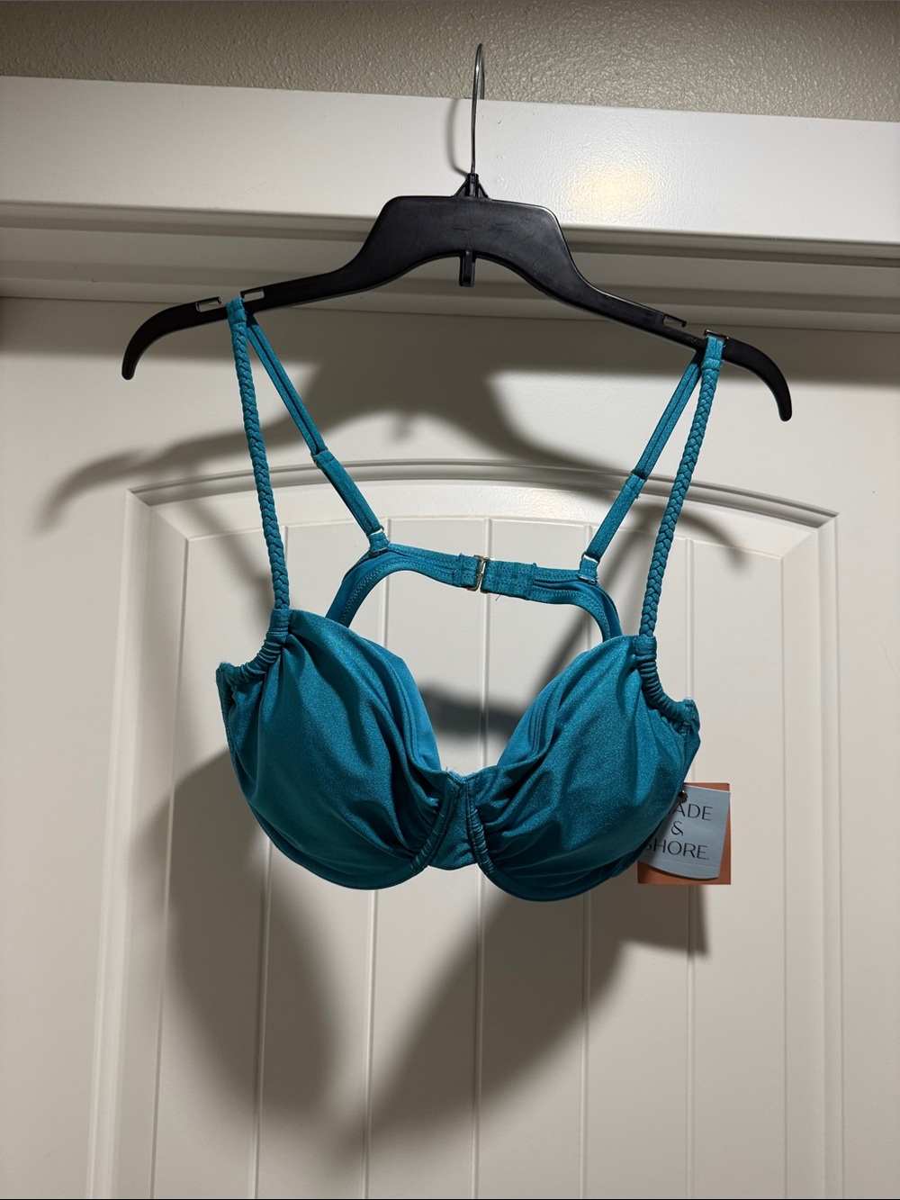Shade & Shore Teal Underwire Bikini Top with Braided Straps